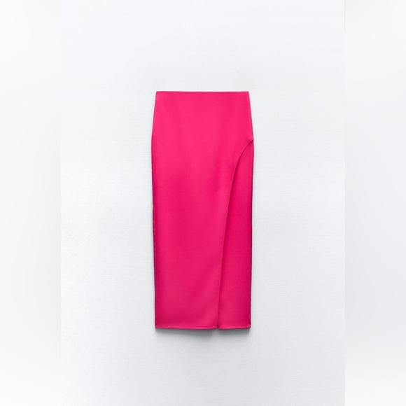 Brand new fushia Zara Midi dress with slit M brand new with tag on ! - Picture 1 of 9